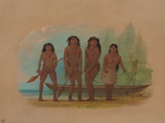 Quatre Indiens fuégiens