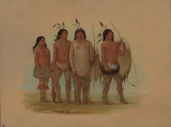 Chef Kiowa, sa femme et deux guerriers, 1861-1869