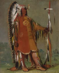 Máh-to-tóh-pa, Quatre Ours, deuxième chef, en tenue complète, 1832