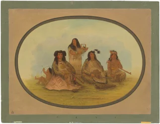 Le chef Sioux avec plusieurs Indiens