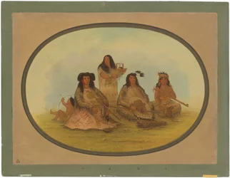 Le chef sioux avec plusieurs Indiens