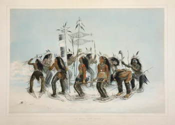 La Danse des raquettes, pub. 1845 lithographie en couleur
