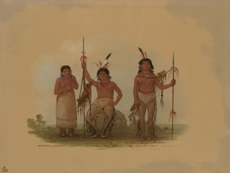 Deux guerriers Arapaho et une femme, 1861-1869