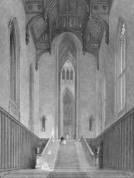 Le Grand Hall occidental menant au Grand Salon ou Octogone, Fonthill Abbey, gravé par C.J. Varrall, 1823