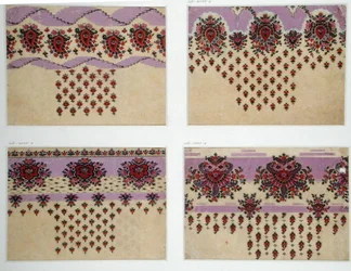 Conceptions de tissus pour châles de Paisley, vers 1871