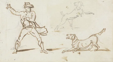 Un homme lançant une balle à un chien