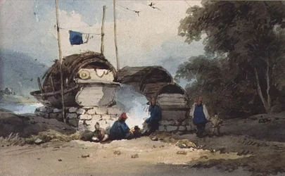 Un campement au bord de la rivière, Chine