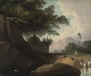 Paysage indien avec temple