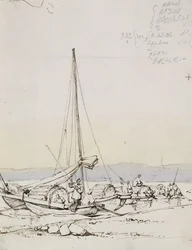 Bateaux Tanka sur le rivage