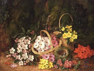 Fleurs de printemps dans des paniers