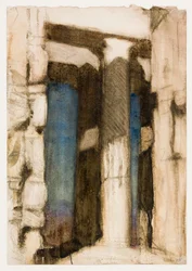 Porte du Parthénon (fusain, aquarelle et gouache sur papier)