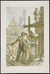 La reconstruction de la Belgique (lithographie sur papier)
