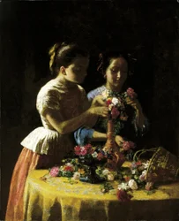 Filles et fleurs