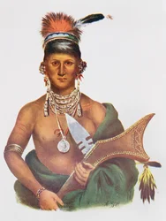 Appanoose, un chef sauk, 1837, illustration tirée de « The Indian Tribes of North America, vol. 2 », par Thomas L. McKenney et James Hall, publiée par John Grant