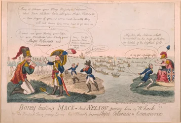 Boney battant Mack - Et Nelson lui donnant un coup!, 1805