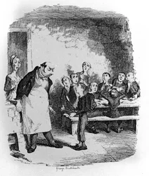 Illustration pour « Oliver Twist » par Charles Dickens (1812-1870), par George Cruikshank (1792-1878).