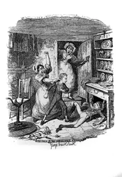 Illustration pour « Oliver Twist » par Charles Dickens (1812-1870), par George Cruikshank (1792-1878).