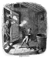 Illustration pour « Oliver Twist » (Olivier) de Charles Dickens (1812-1870), par George Cruikshank (1792-1878)