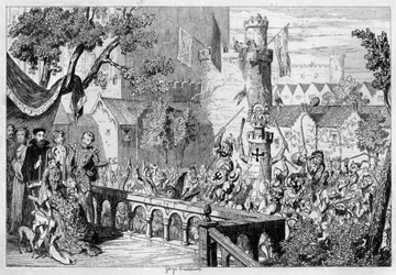 Mascarade dans le jardin du palais de la Tour de Londres, 1840