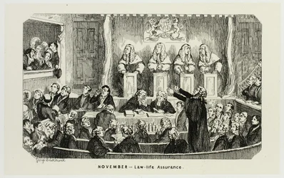 Novembre - Assurance de la vie juridique, des gravures sur acier de George Cruikshank aux Almanachs comiques : 1835-1853