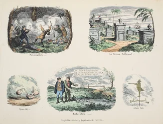Morceaux et croquis : Préservation, Une colonie africaine, Spatule, Embêtement, Un homme girouette, pub. 1831