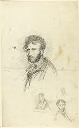 Autoportrait avec trois croquis