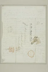 Sans titre (lettre de Cruikshank avec croquis d