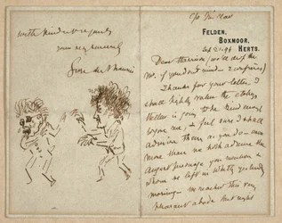 Lettre avec dessin de Whistler menaçant Du Maurier