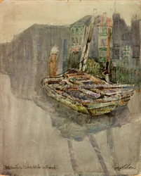 Bateaux à anguilles dans un canal à Dordrecht, Hollande