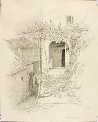 Sans titre (dessin de transfert pour Rue de village, lac de Lugano, Italie [n° 1])