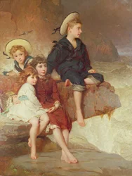 Les enfants de Sir Hussey Vivian au bord de la mer