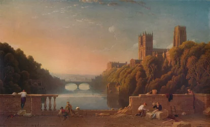 Cathédrale de Durham depuis le pont des Prébendes, vers 1832