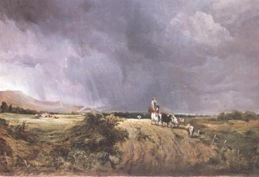 Paysage avec vaches