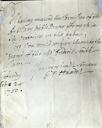 Lettre de George Frederick Handel datée du 24 février 1750