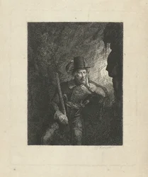 Bandit armé dans une grotte