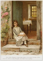 Sarah Shilton, prototype de Caterina, assise en train de chanter sur le seuil de la porte de sa mère à Coton, attire l