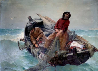 Pêche en haute mer. Peinture de Georges Haquette (1854-1906)