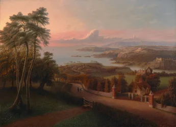 Coucher de soleil dans un paysage rural 1846