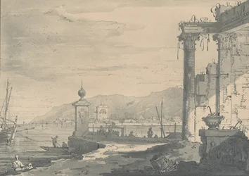 Scène côtière avec une ruine classique à droite, 1811