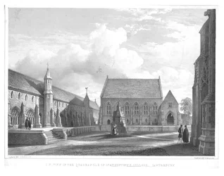 Vue sud-ouest dans le quadrilatère du Collège Saint-Augustin, Canterbury, vers 1847