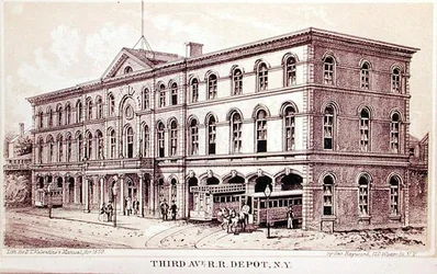 Vue du dépôt de la Third Avenue Railroad, illustration pour 
