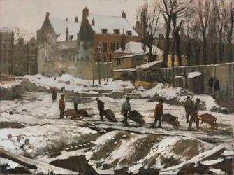 Chantier de construction à Amsterdam, vers 1902