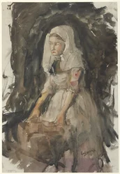 Jeune fille de Scheveningen au lavoir