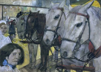 Chevaux de trait sur la place du Dam à Amsterdam