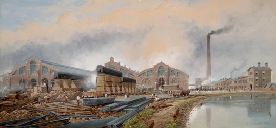 Barrow Haematite Steel Company - Bessemer Steel Sheds  Rolling Mills (aquarelle)