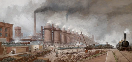 Barrow Haematite Steel Company - Hauts fourneaux (aquarelle)