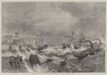 La récente tempête, naufrages à Kingstown, baie de Dublin