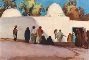 Danseurs du désert à Sidi Bou Said (lithographie couleur)