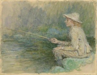 Garçon pêchant