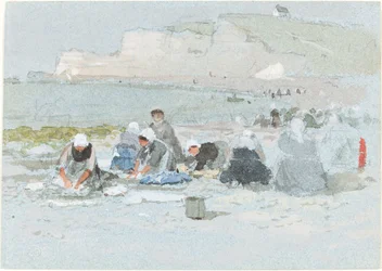 Blanchisseuses sur la plage à Étretat